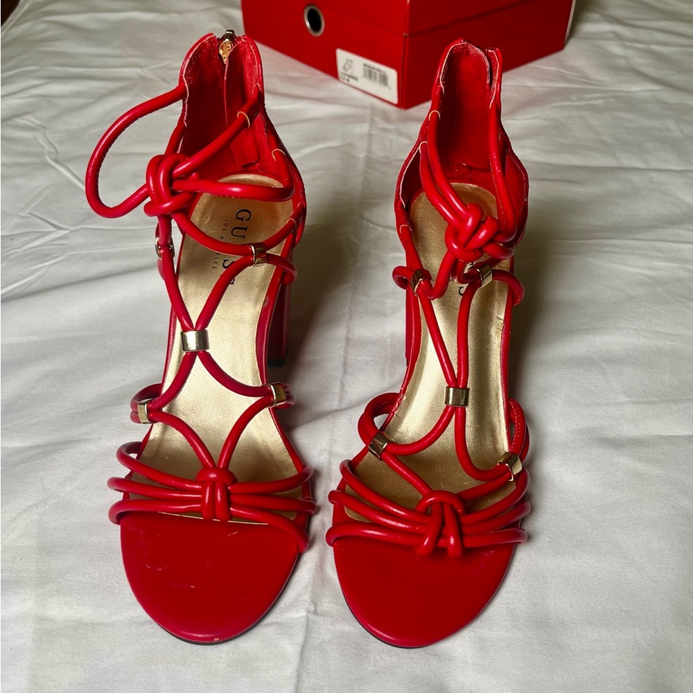 Guess Red Strappy Heels
